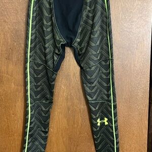 Under Armour Black and Neon Yellow Patterned Leggings